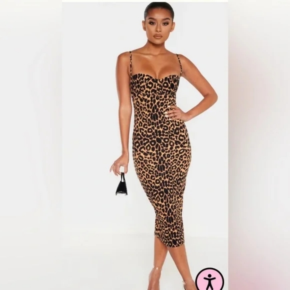 PrettyLittleThing Leopard Print Midi Dress